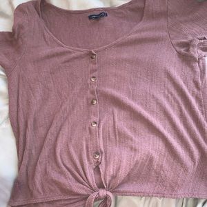 American Eagle Button/ Tied Crop Top